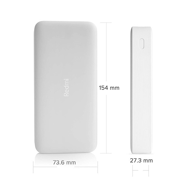 Xiaomi Redmi 20000mAh 18W Fast Charging Li-Polymer Power Bank USB Type C and Micro USB Ports, White-8676