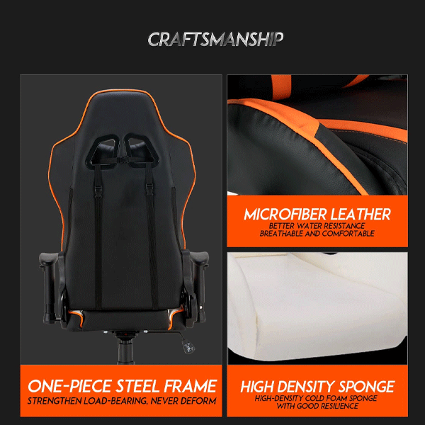 Meetion MT-CHR15 Gaming Chair Black+Orange-9876