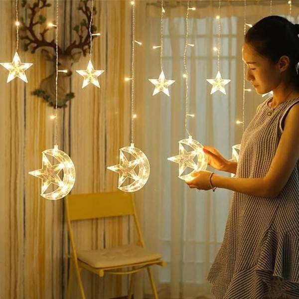 2021 Amazon Hot Selling Star Inside Moon LED Decorative Lights Warm White 3.5m -5385