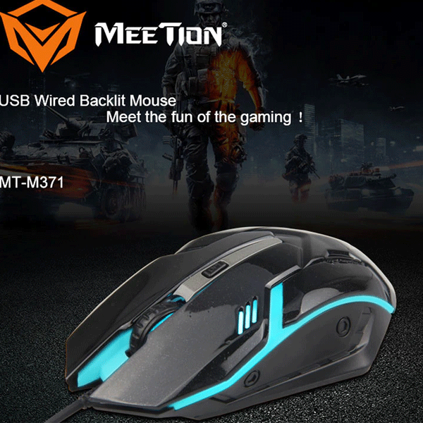 Meetion MT-M371 USB Wired Mouse 4 Buttons Rainbow Backlit-9244