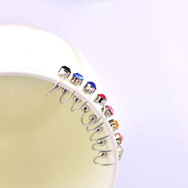 Clip On Earrings For Women 4mm Crystal Ear Cuff Jewelry Fake Piercing Zinc Alloy Ear Clips, Assorted Color-4424