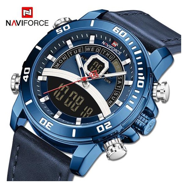 Naviforce Glazier Men Leather Watch Blue, NF9181-8517