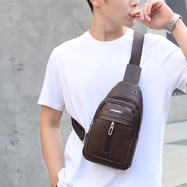 Casual Sports Shoulder Bag For Men Coffee-1448