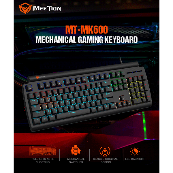 Meetion MT-MK600MX Mechanical Keyboard Black-9785