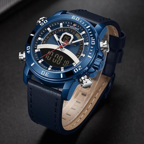 Naviforce Glazier Men Leather Watch Blue, NF9181-8516