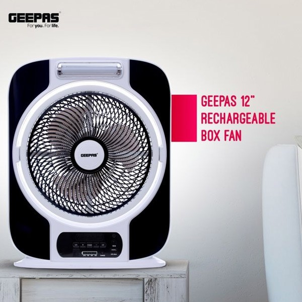 Geepas GF989 12-inch Rechargeable Fan with LED Light-466