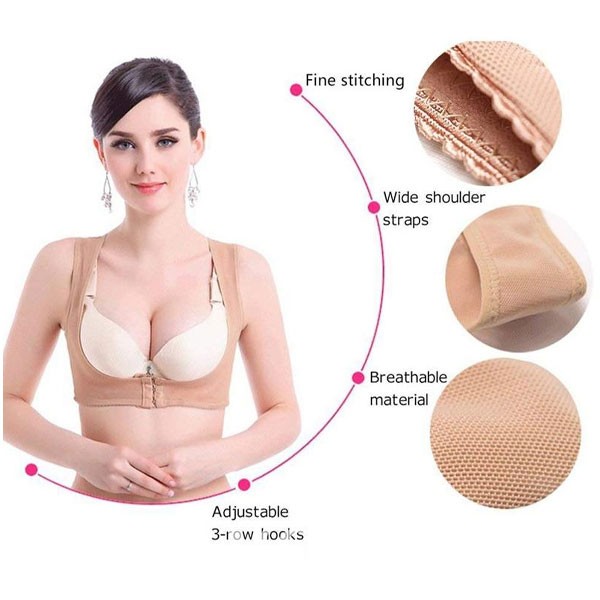 Hot Selling Magnetic Therapy Adjustable Posture Corrector and Chest Shaper, Beige -4669