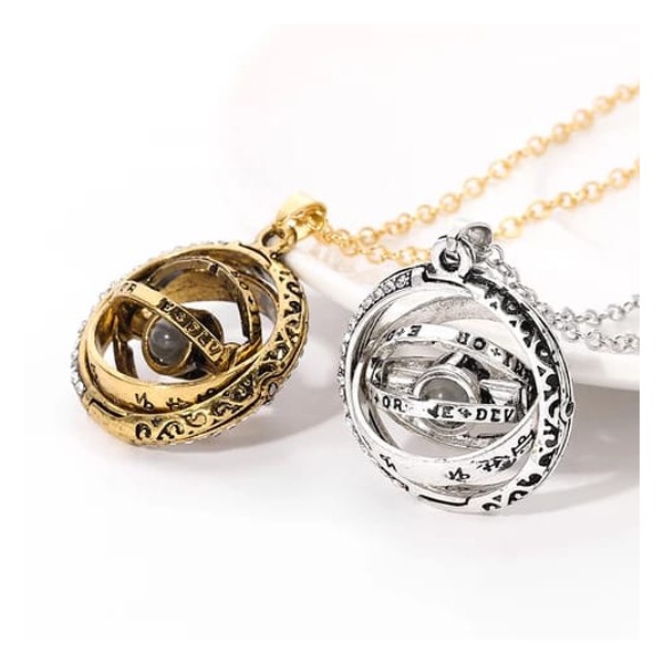 SIGNATURE COLLECTIONS Romantic Confession astronomical rotating spherical I love you in 100 languages projection necklace Silver-5048