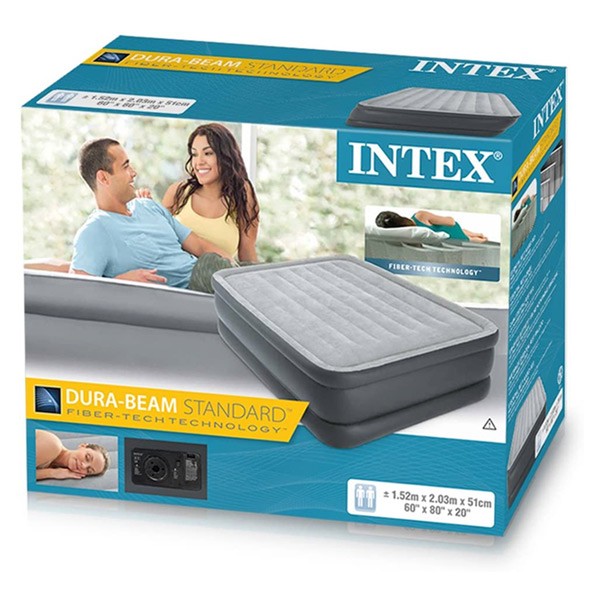 Intex 64140 Queen Size Essential Rest Raised Airbed With Built-in Pump-787