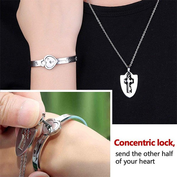 Signature Collection Heart Locker Bracelet And Necklace Set-9100
