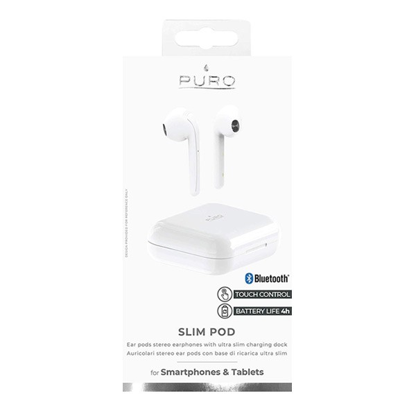 Puro BTIPHF11-WHI Bluetooth 5.0 Stereo Slim Pod Wireless With Charging Base White-1190