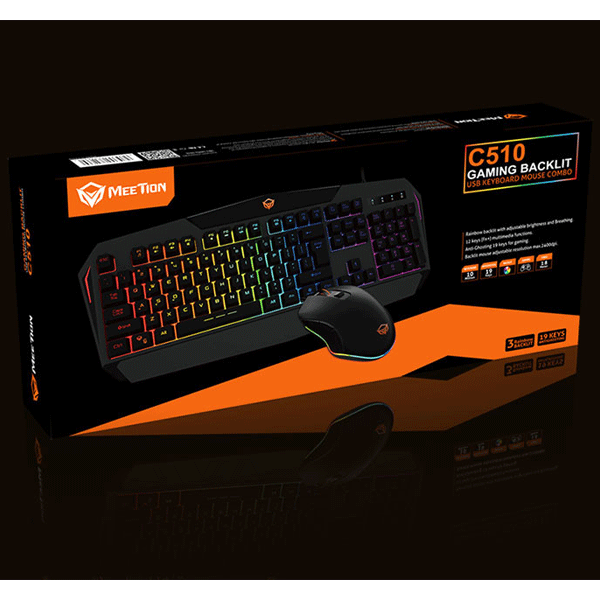Meetion MT-C510 Rainbow Backlit Gaming Keyboard and Mouse-9419