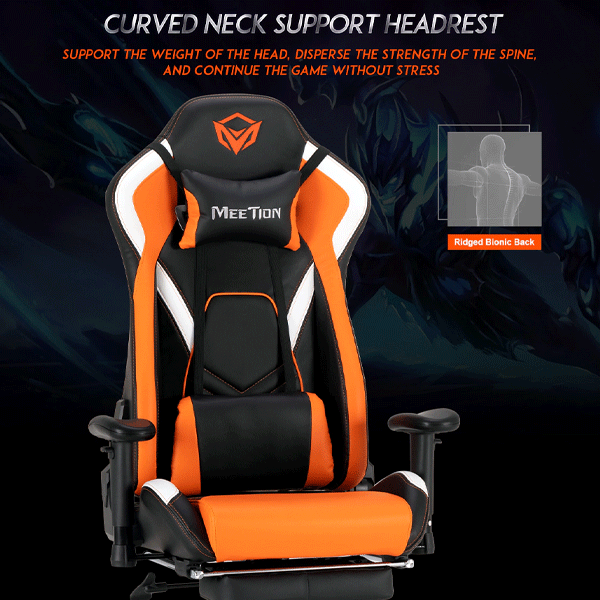 Meetion MT-CHR22 Gaming Chair Black+Orange-9902