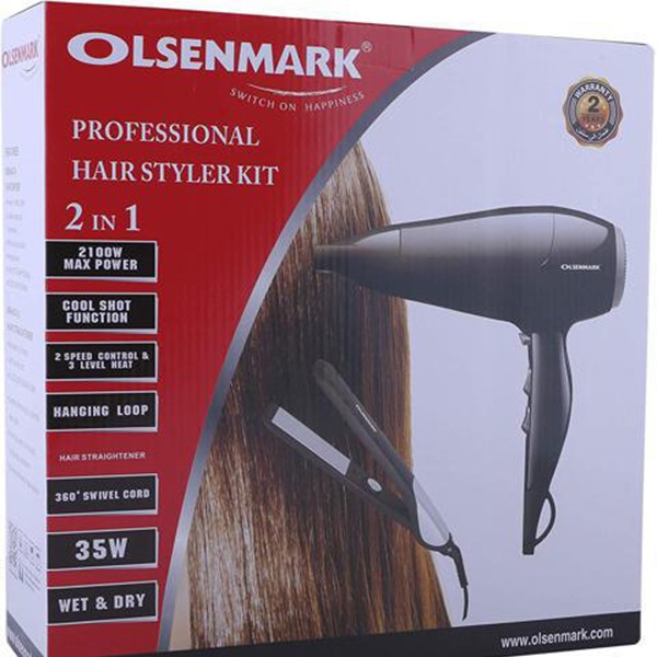 Olsenmark OMHC4074 2 In 1 Professional Hair Styler Kit, Black-3274