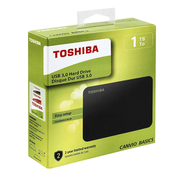 Toshiba Canvio Basics 1TB Portable External Hard Drive, Black -2856