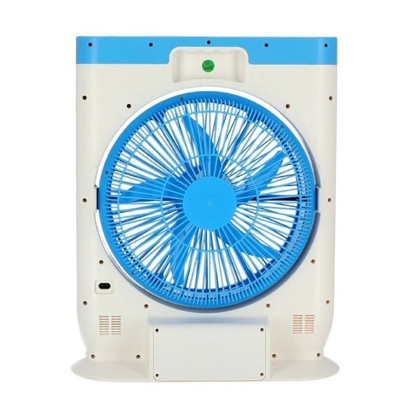 Geepas GF919 12-Inch Rechargeable Box Fan 2 Speed Settings With Led Light, Solar Input, Usb Output-489