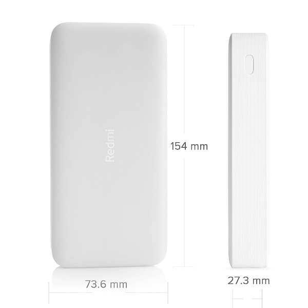 Xiaomi Redmi 20000mAh 18W Fast Charging Li-Polymer Power Bank USB Type C and Micro USB Ports, White-2750
