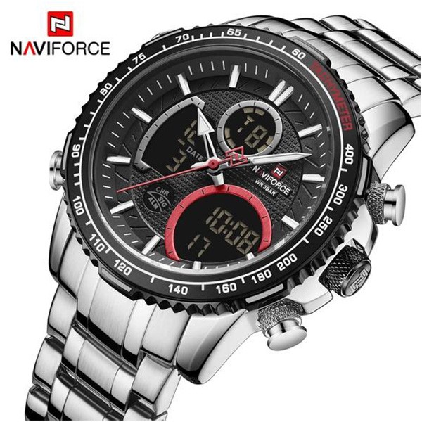 Naviforce Chromium Men Steel Watch Silver Black, NF9182-8457