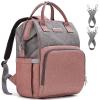 Diaper Bag Backpack and Multifunction Travel Backpack, Water Resistance and Large Capacity, Grey Pink01