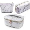 Marble design waterproof PU leather hand bag for ladies 3 pcs white01