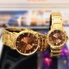 Galaxy Stainless steel Stylish Couple Watch, Gold/Brown01