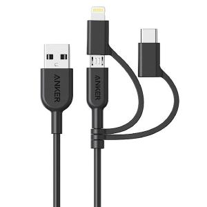Anker A8436H11 powerline II USB-A to 3 in 1 Cable Black-HV