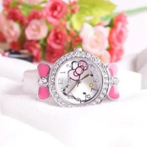 Hello Kitty Diamond Leather Watch Pink-HV