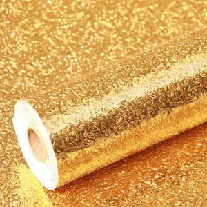 5 M Self Adhesive Kitchen Use Waterproof And Oil Proof Aluminium Foil Wrapping Paper Gold -HV