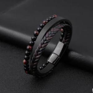 Natural Stone Leather Bracelet-HV