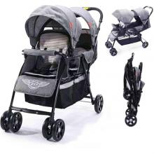 T2 Babys Back To Front Twins Baby Stroller Grey GM130-grey-LSP