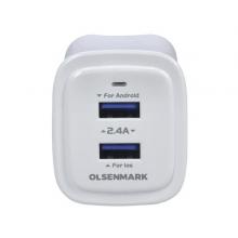 Olsenmark Dual USB Travel Charger 2.4A White OMPA1822-LSP