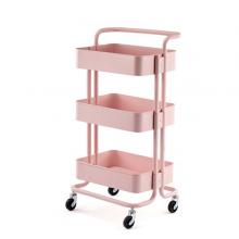 Easy Storage 3 Tier Rolling Trolley Pink GM539-10-p-LSP