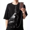 Casual Vintage Sling Bag Shoulder Messenger Crossbody Pack with USB Charge Port and Earphone Hole Black-1473-01