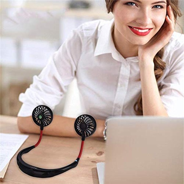 GO LIFE Hands Free Portable Neckband Dual USB Fan-5156