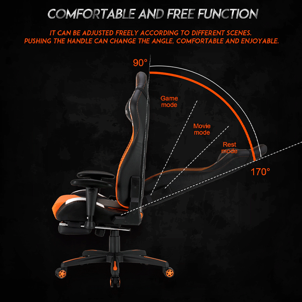 Meetion MT-CHR22 Gaming Chair Black+Orange-9905