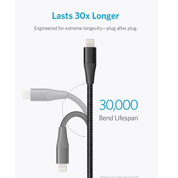 Anker A8652H11 PowerLine + 11 USB-C Cable Lightning (3ft) Black-1157