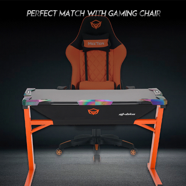 Meetion MT-DSK10 Gaming Table Black+Orange-10123