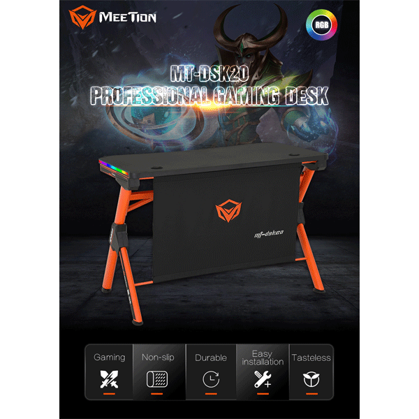 Meetion MT-DSK20 Gaming Table Black+Orange-10373