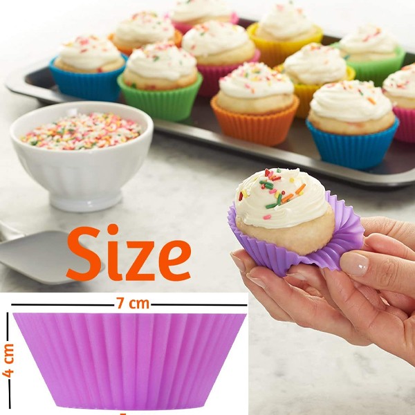 Silicone Cupcake Liners Silicone Muffin Cups for Baking Reusable Baking  Cups Muffin Liners Silicone Cupcake Baking Cups for Bento Box, 12pcs