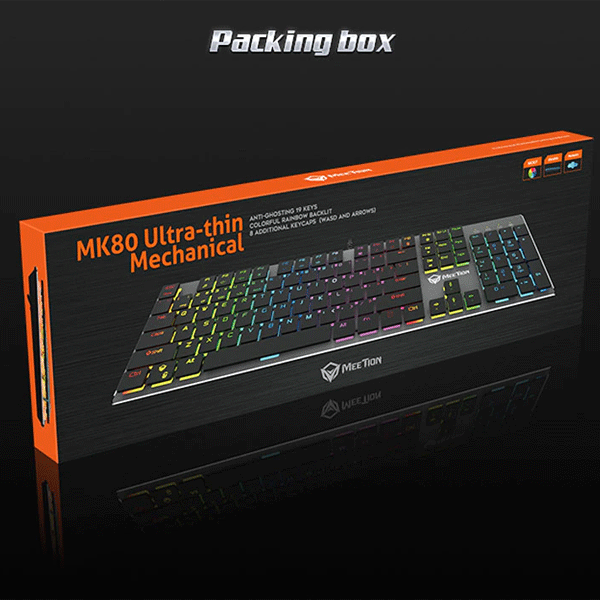 Meetion MT-MK80 chocolate keycap Ultra-thin Mechanical Keyboard-9397