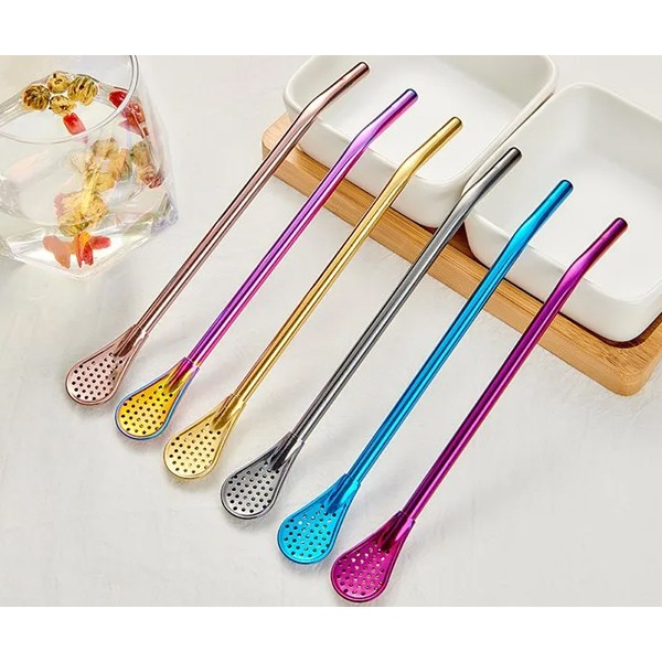 304 Stainless Steel Thick Straws With Filter And Long Spoon, Perfect For  Bubble Tea And Drinks