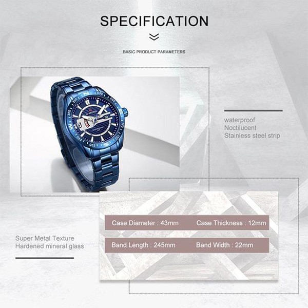 Naviforce 9157 Man Quartz Watch Blue, NF9157-8444