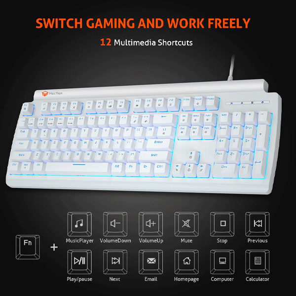 Meetion MT-MK600RD Mechanical Keyboard White-9842