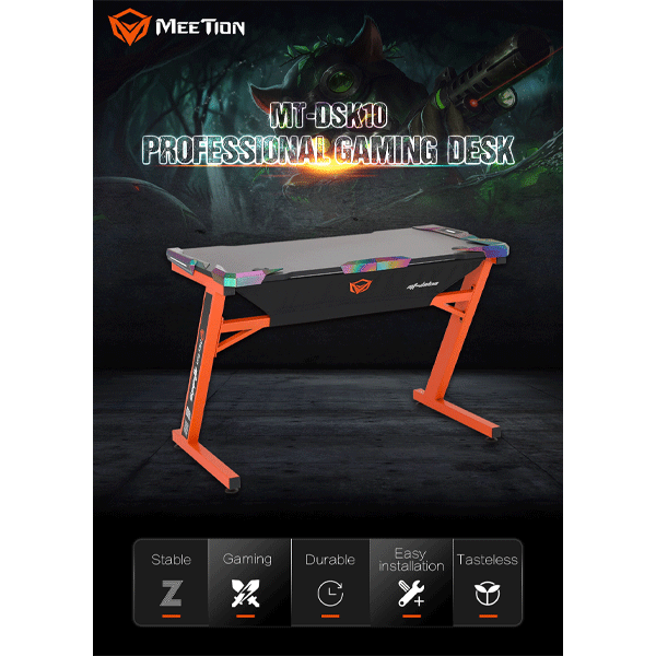 Meetion MT-DSK10 Gaming Table Black+Orange-10122