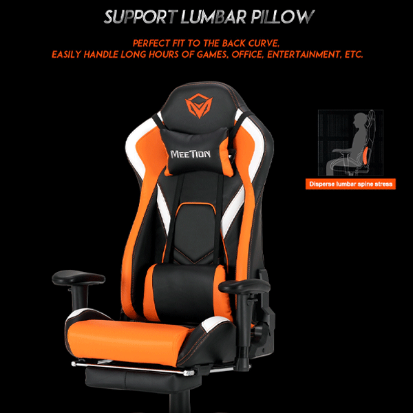 Meetion MT-CHR22 Gaming Chair Black+Orange-9904