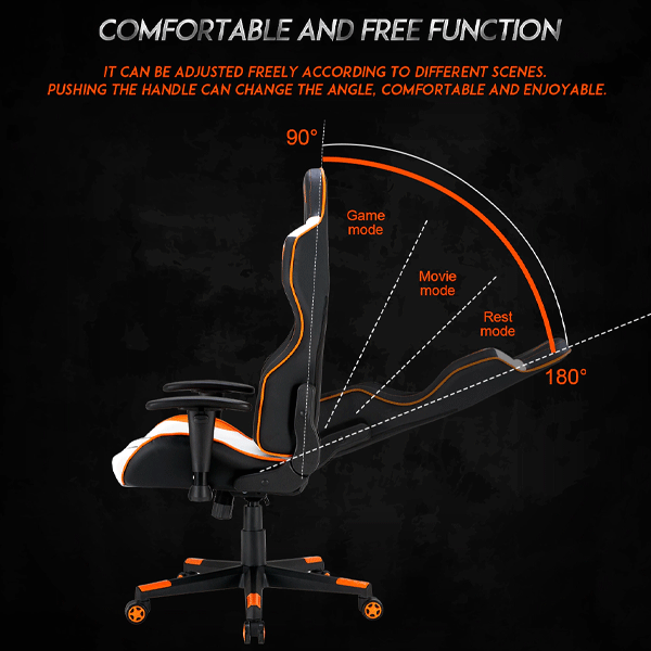 Meetion MT-CHR15 Gaming Chair Black+White+Orange-9886