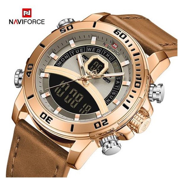 Naviforce Glazier Men Leather Watch Brown, NF9181-8508