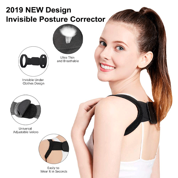 GO FIT 2021 Hot Selling Adjustable Back Posture Corrector Black Color-10912