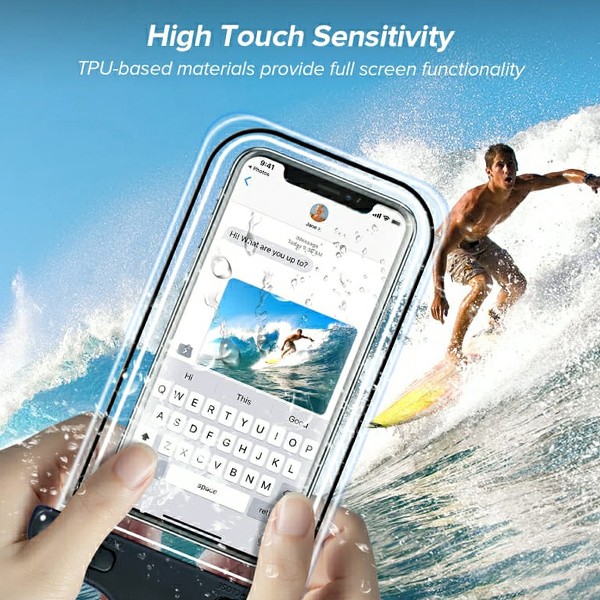 GO LIFE Top Selling IP68 Waterproof Under Water Mobile Phone Touchscreen Transparent Pouch With Tag-4975