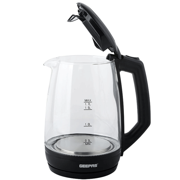 Geepas GK9901 Electric Glass Kettle 1.8 Liter, Black/Clear-2414